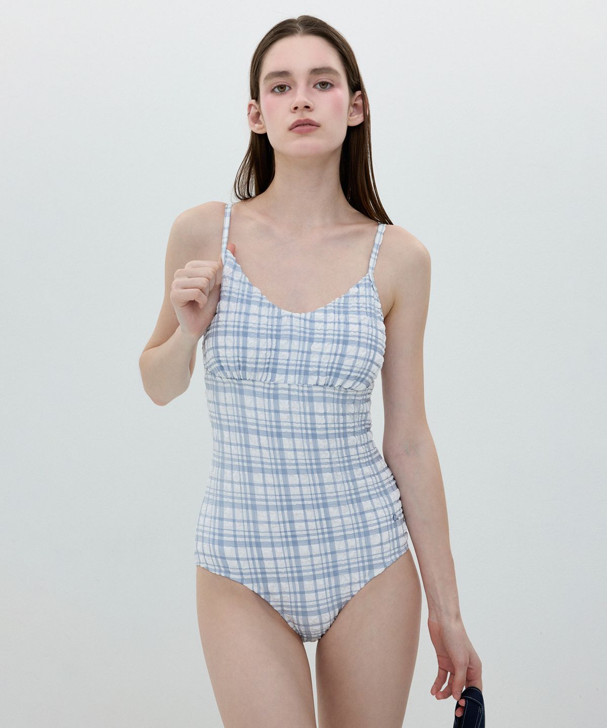클로브(CLOVE) [25SS clove] Check Swimsuit (Sky Blue)