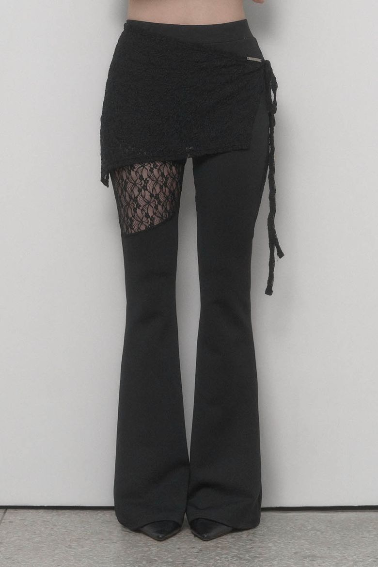 See Through Lace Lap Bootcut Pants