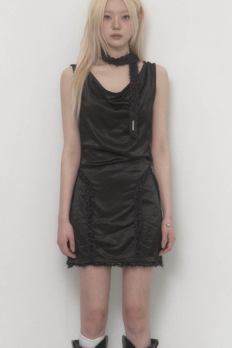 Draped Lace Dress (Black)