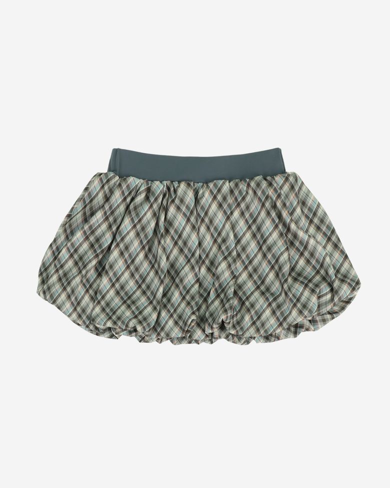 MINT CHECK BALLOON SKIRT