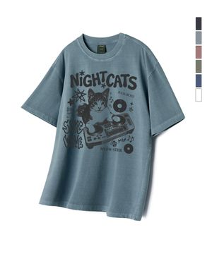 DJ CAT 피그먼트 오버핏 반팔 티셔츠_6 COL (크롭 포함)