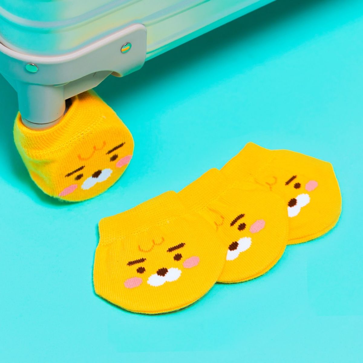 카카오프렌즈(KAKAO FRIENDS) 캐리어 바퀴 커버 4P_리틀 라이언