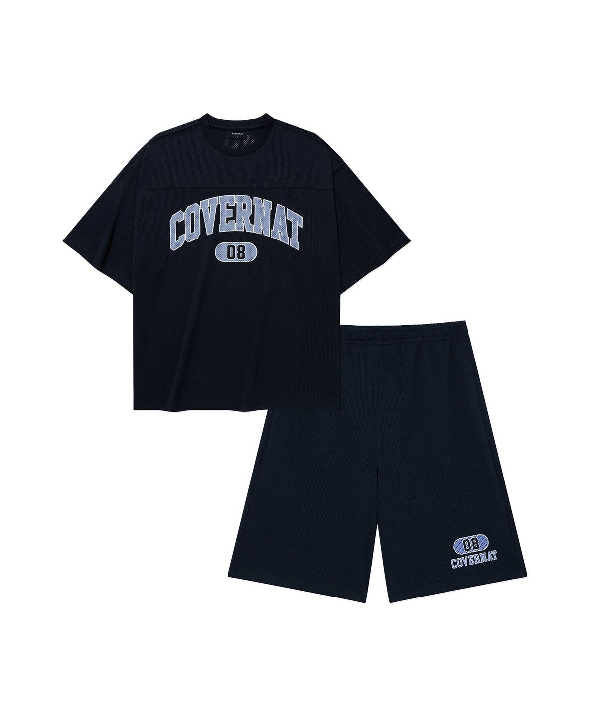 커버낫(COVERNAT) [SET] 아치 메쉬 티셔츠 Dark Navy