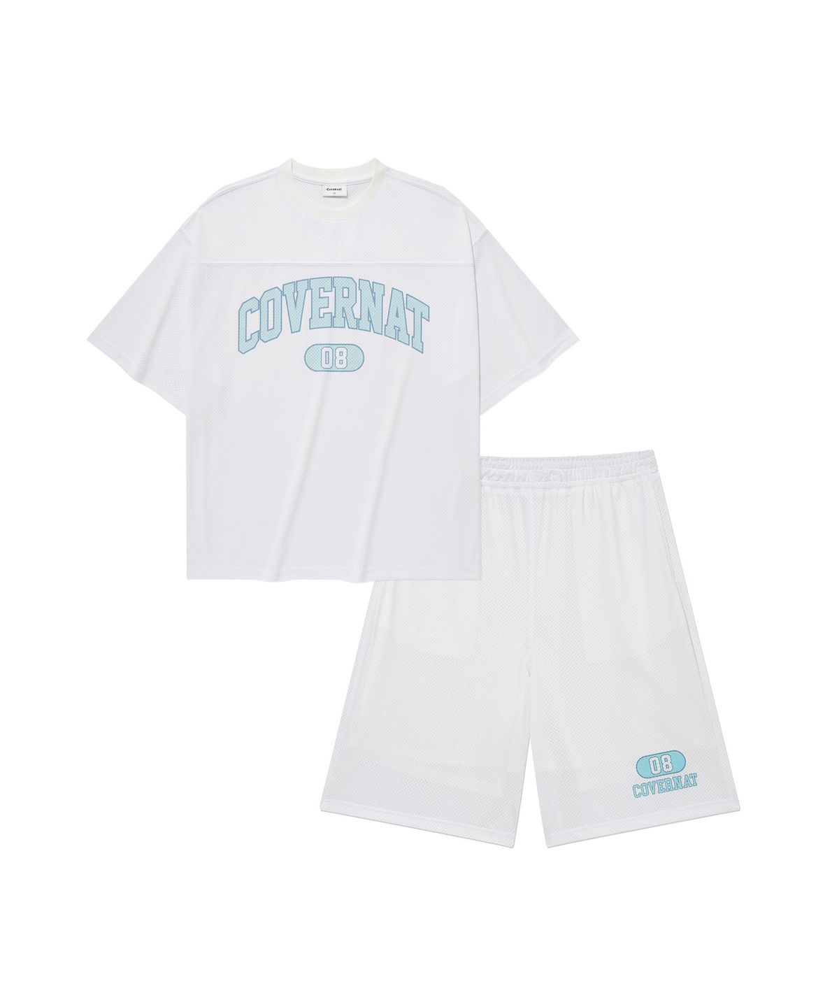 커버낫(COVERNAT) [SET] 아치 메쉬 티셔츠 White
