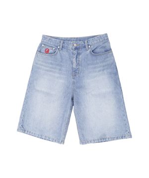 G Logo Denim Shorts - Light Blue