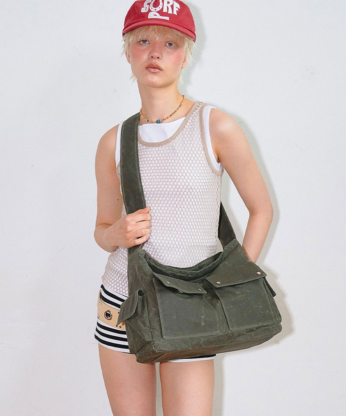 샌드뮤지엄(SAND MUSEUM) FATIGUE CROSS BAG [Vintage Olive]