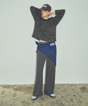 에브리데이 소프트 스트라이프 와이드 밴딩 팬츠_CTB545(블랙)