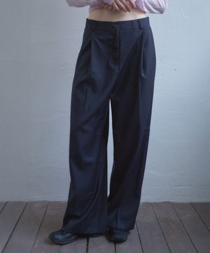 90s 레트로 빈티지 핀스트라이프 원턱 슬랙스_CTB519(네이비)