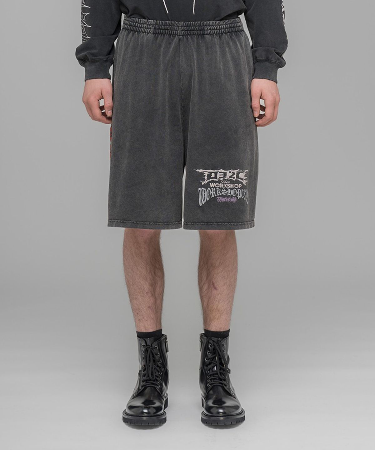 032씨(032C) (U) 텔레프레센스 컴포트 미드 쇼츠 페이디드 블랙 TELEPRESENCE COMFORT SHORTS FADED BLACK