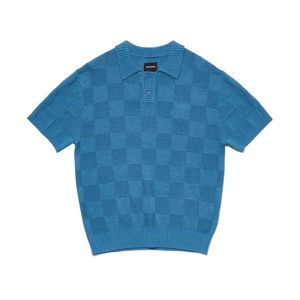 체커보드 패턴 반팔 니트 (MGUCC8007)