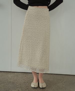 도트 시스루 레이어드 스커트_CTS609(크림)