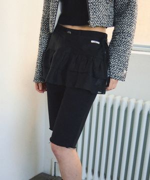 프릴 레이어드 미니 스커트_CTS615(블랙)