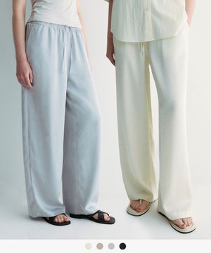 (우먼)새틴 세미와이드 밴딩 팬츠 - 4 COLOR