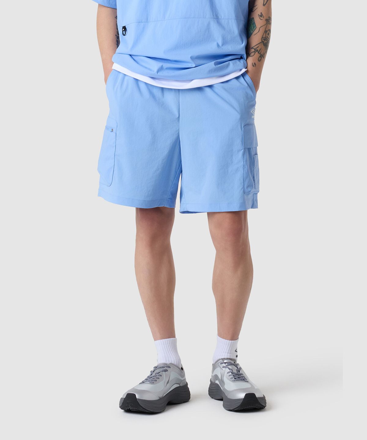 엄브로(UMBRO) 칠아웃 쿨링 5부 카고 반바지 블루(UQ223CHP61)