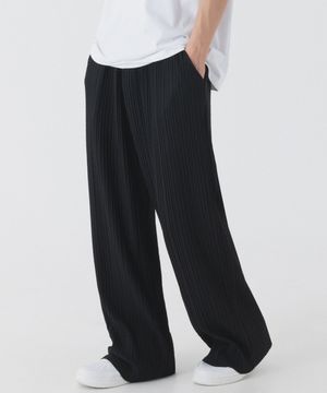 컴포터블 와이드 플리츠 팬츠 (블랙)