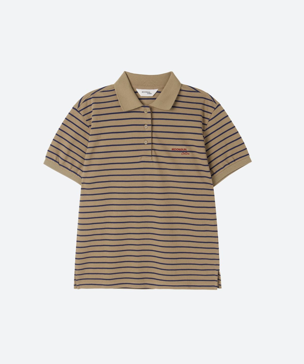 문선 아카이브(MOONSUN ARCHIVE) M.C UNISEX, Stripe PK Half Shirt / Beige