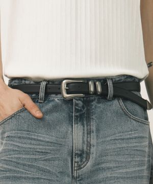 웨스턴 버클 레더 벨트 [블랙]