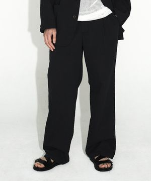 시어서커 와이드 슬랙스_차콜