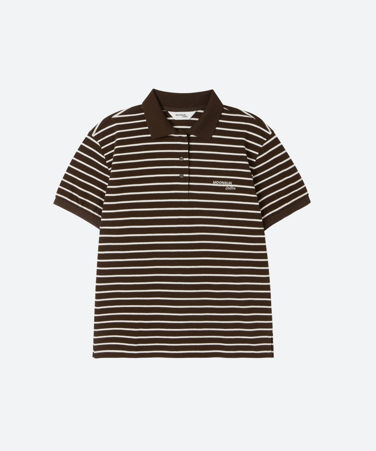 문선(MOONSUN) M.C UNISEX, Stripe PK Half Shirt / Chocolate