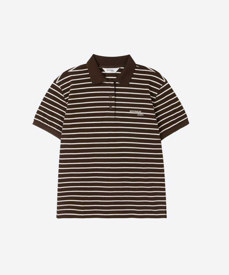 M.C UNISEX, Stripe PK Half Shirt / Chocolate