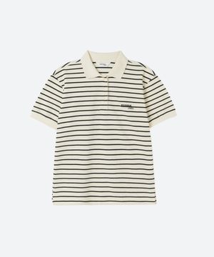 M.C UNISEX, Stripe PK Half Shirt / Ivory