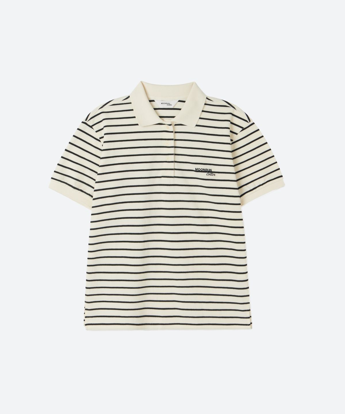 문선(MOONSUN) M.C UNISEX, Stripe PK Half Shirt / Ivory