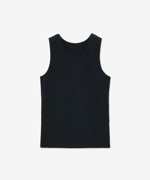 코튼 리브드 슬리브리스 [블랙]