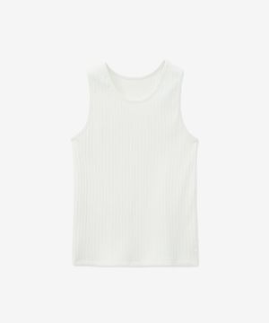 코튼 리브드 슬리브리스 [화이트]