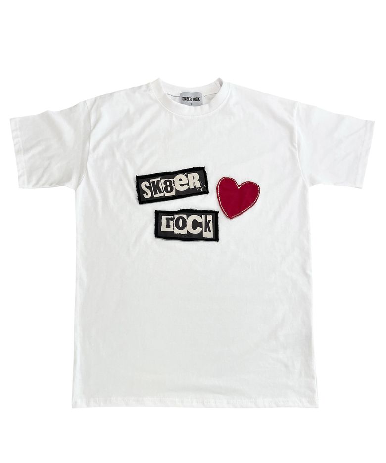 Love Rock Patchwork T-shirt ((white))