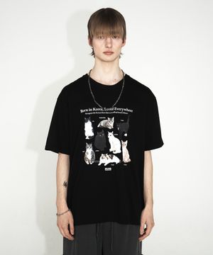 코숏 피디아 오버핏 반팔 티셔츠_블랙