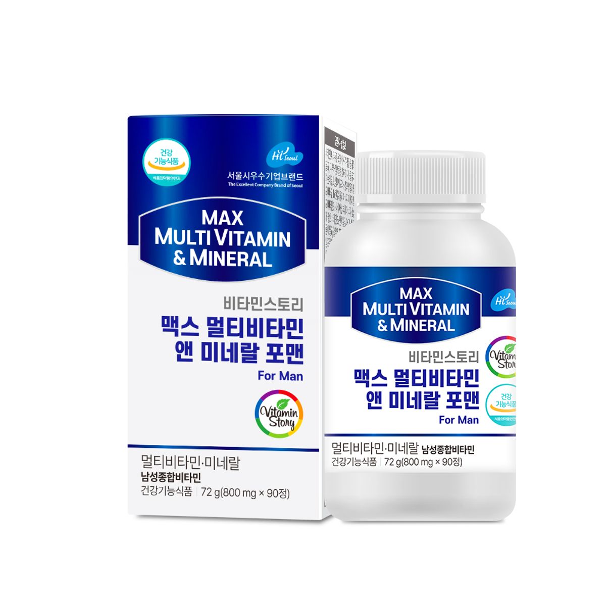 팜스빌(PHARMSVILLE) (3개월분) 비타민스토리 맥스 멀티비타민&미네랄 포맨 남성비타민 1박스