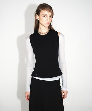 백리스 더블 리본 탑_블랙