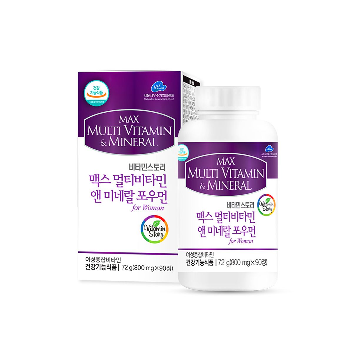 팜스빌(PHARMSVILLE) (3개월분) 비타민스토리 맥스 멀티비타민&미네랄 포우먼 여성비타민 1박스