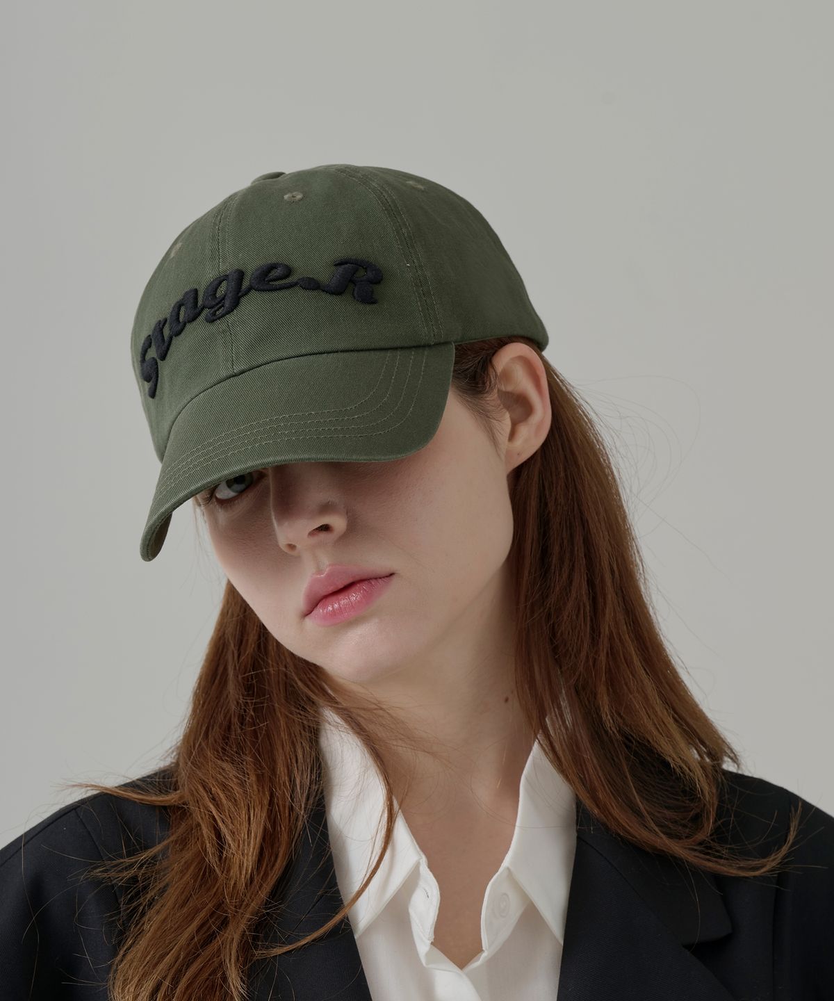 스테이지알(STAGE.R) 볼륨 로고 워싱 볼캡 [카키]