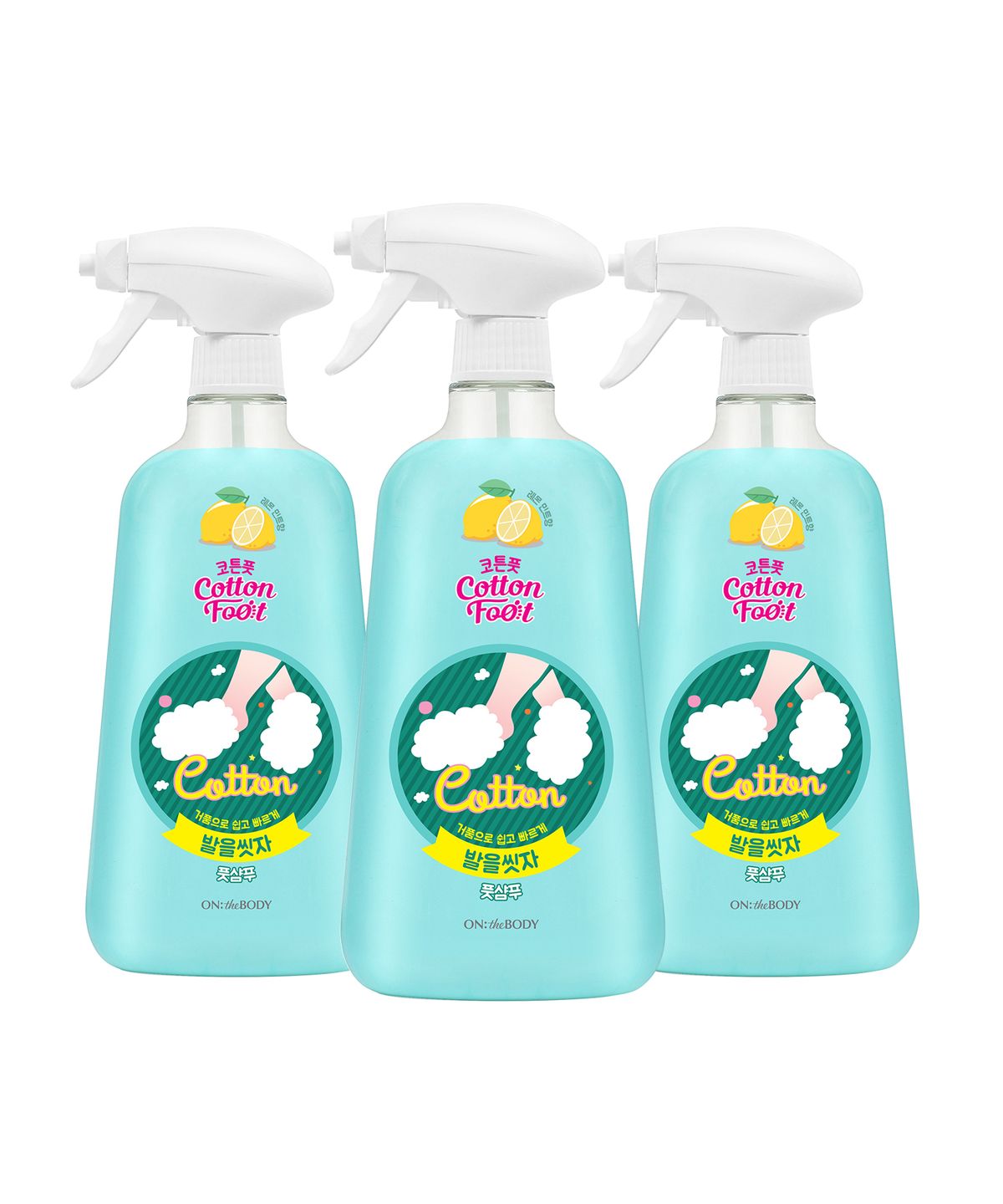 온더바디(ONTHEBODY) 코튼풋 발을씻자 풋샴푸 레몬 750ML 3개