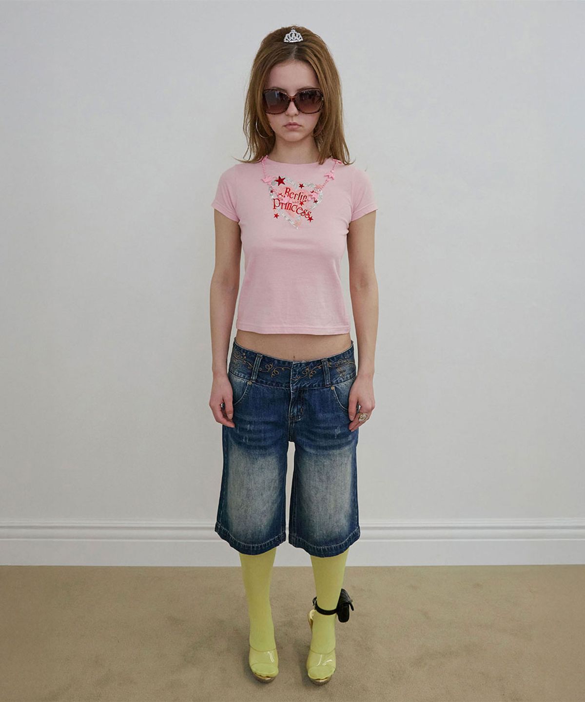 스컬프터(SCULPTOR) Vine Half Denim Pants Mid Blue