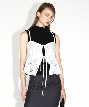 무궁 펀칭 코튼 뷔스티에_화이트