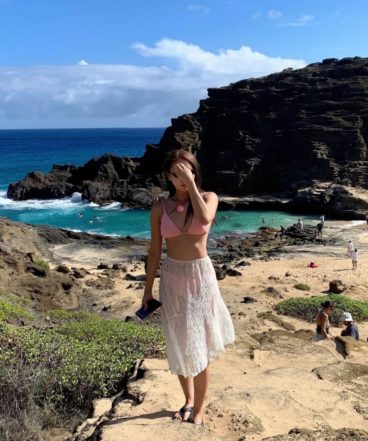 인지액티브(INJIACTIVE) Unbalance Layered Beach Skirt 아이보리