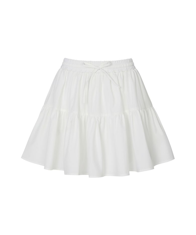 TIERED BANDING SKIRT W/INNER PANTS_White