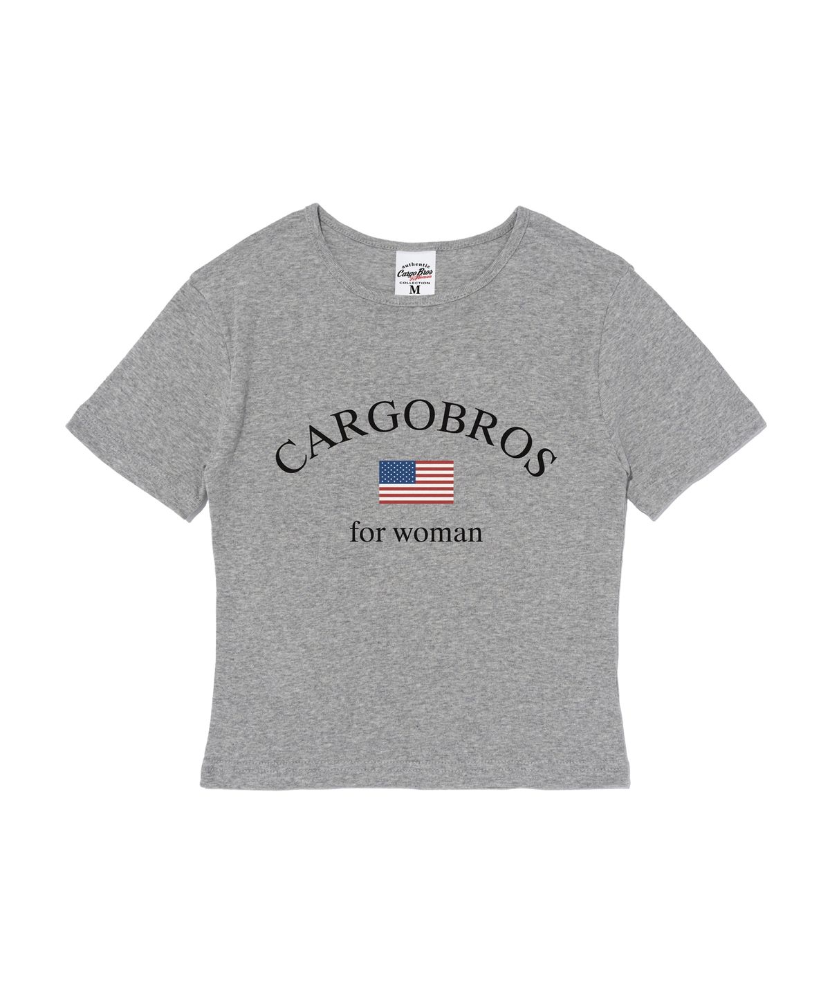 카고브로스 포 우먼(CARGOBROS FOR WOMAN) USA 로고 클래식 숏 반팔 티셔츠 (그레이)