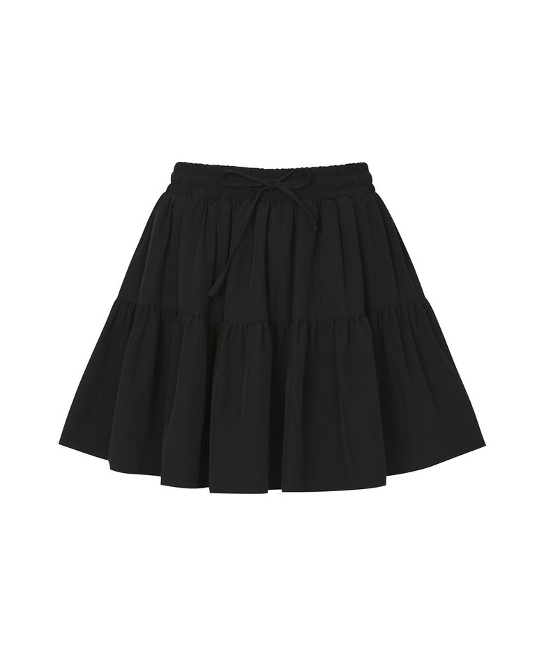TIERED BANDING SKIRT W/INNER PANTS_Black