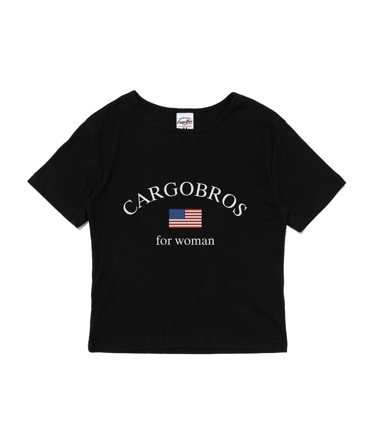 카고브로스 포 우먼(CARGOBROS FOR WOMAN) USA 로고 클래식 숏 반팔 티셔츠 (블랙)
