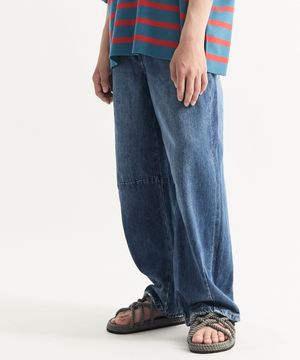 다트 테이퍼드 핏 릴렉스 데님팬츠(블루)