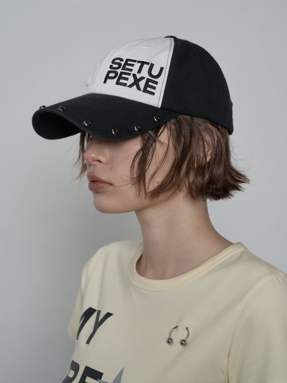 셋업이엑스이(SETUP-EXE) STUDDED LOGO BALL CAP / BLACK (W)
