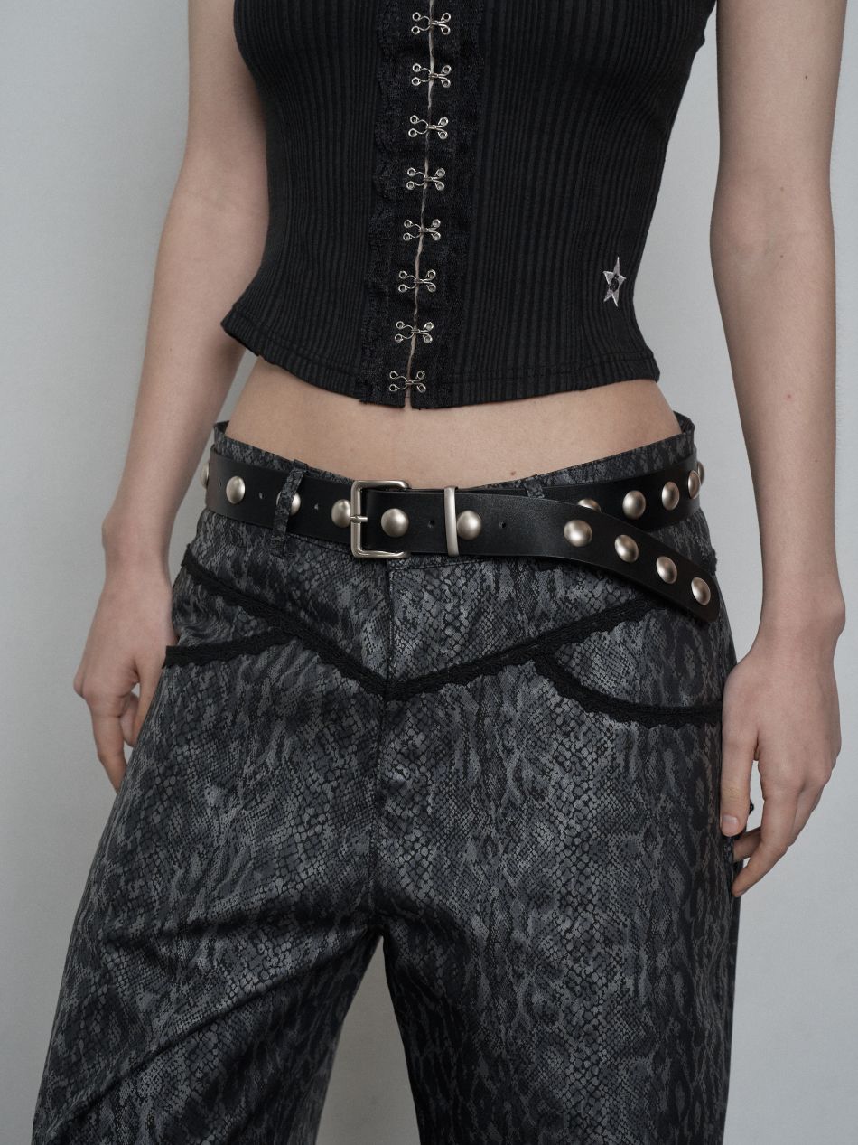 ★SETUP-EXE★CIRCLE RIVET BELT / BLACK★正規品/韓国送料込 MUSINSA公式 | SETUPEXE CIRCLE RIVET BELT / BLACK