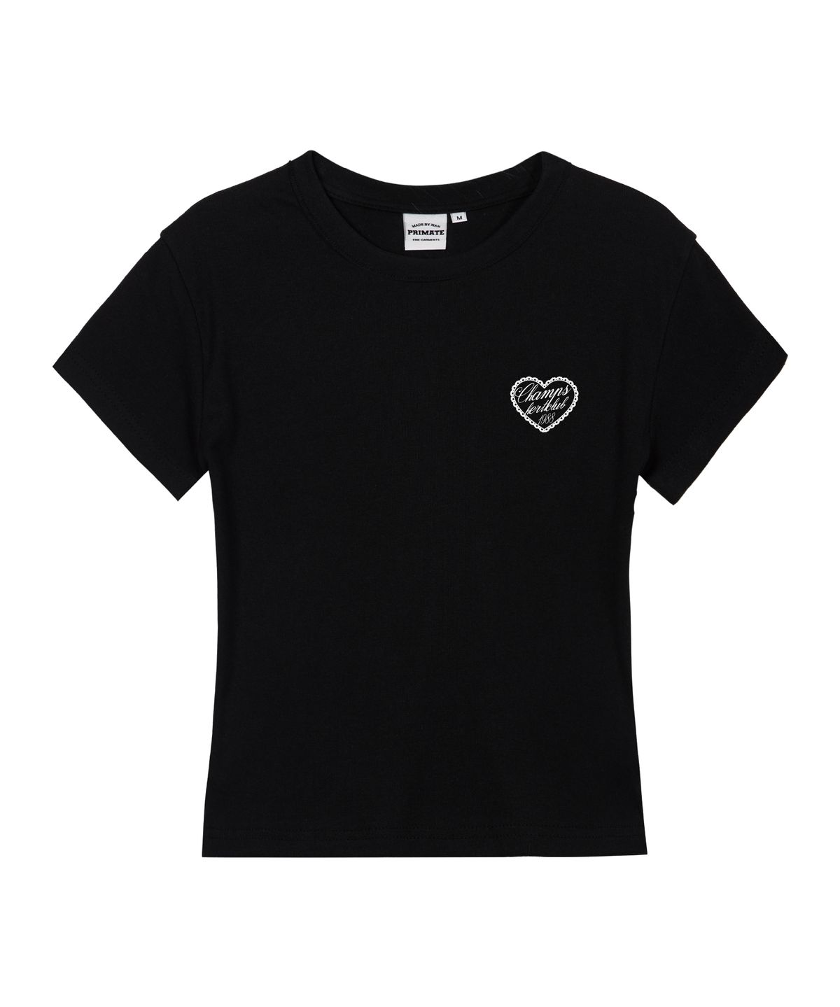 본챔스(BORN CHAMPS) [4 COLORS] LACY HEART CLUB 여성 슬림핏 반팔티셔츠 B25ST83