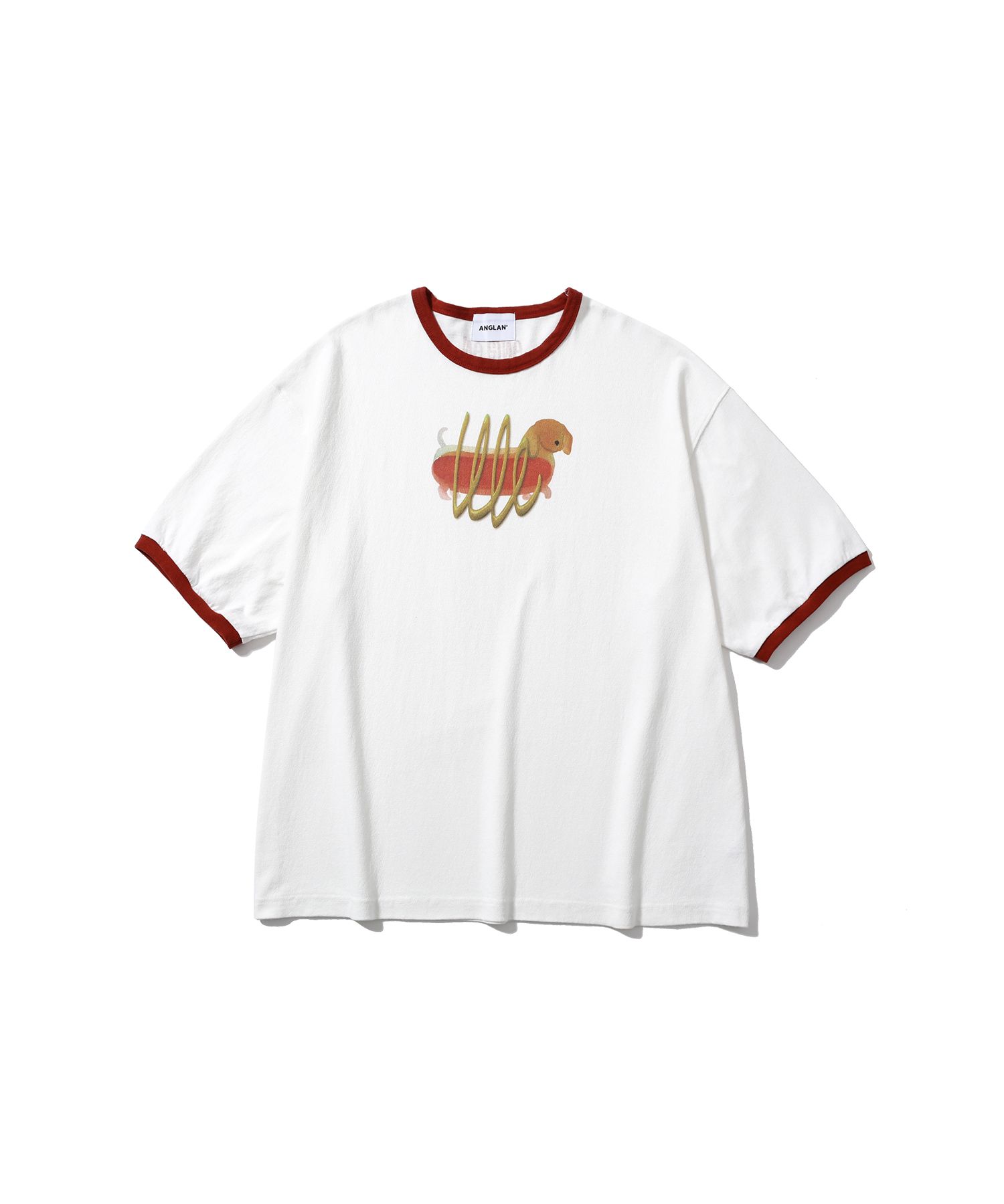 【ANGLAN】25SS★ [AG] Hotdog Graphic Ringer Half Tee 앵글런(ANGLAN) Hotdog Graphic Ringer Half Tee - Red - 사이즈