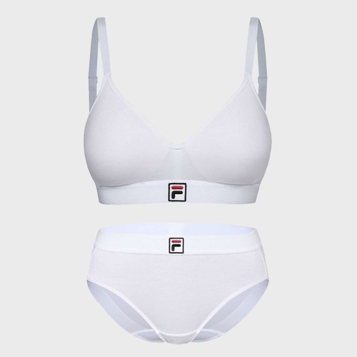 휠라언더웨어(FILA UNDERWEAR) F코튼 볼륨 브라탑 팬티 세트(FI4BAH1111FWHI)