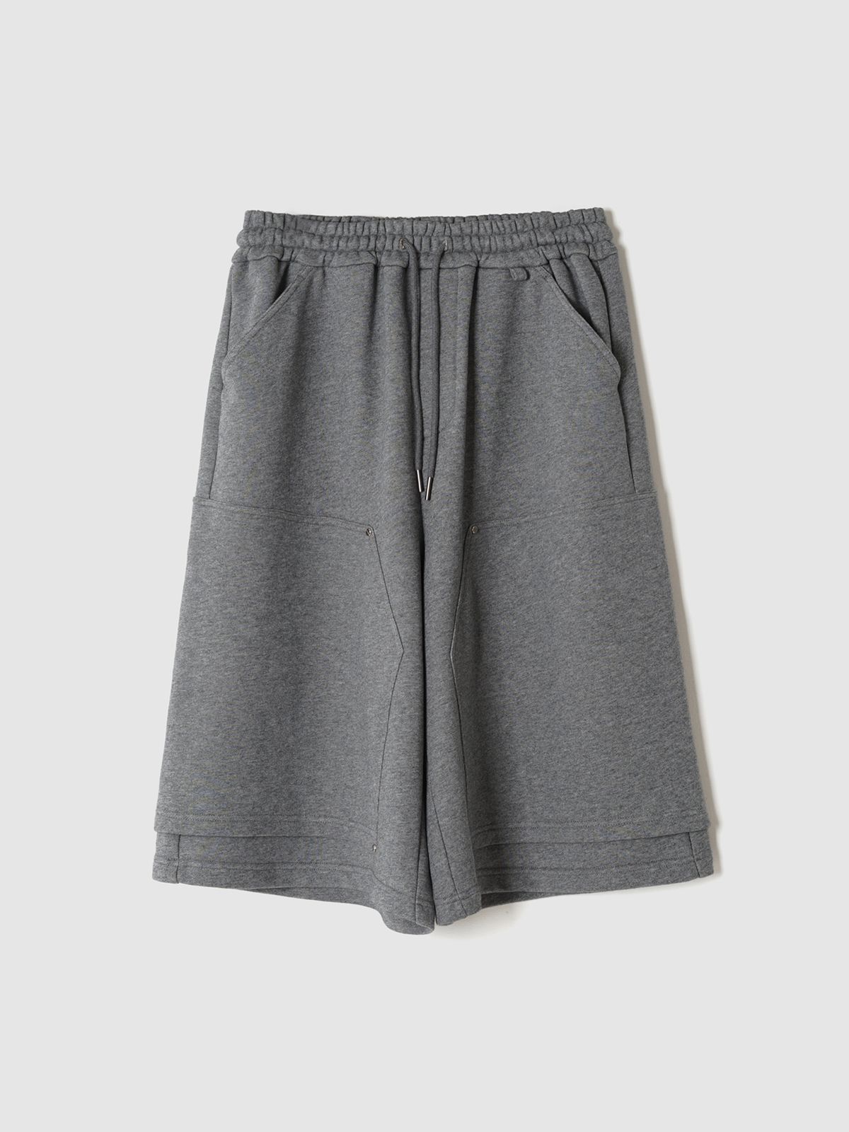 포커페이스(POKERFACE) DOUBLE KNEE BERMUDA SWEAT PANTS CHARCOAL