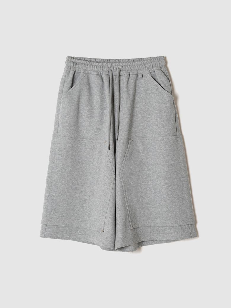 DOUBLE KNEE BERMUDA SWEAT PANTS GREY